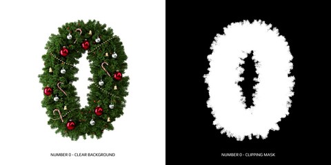 Christmas number 0. Christmas typography.