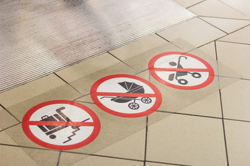 prohibition signs stroller and carriage stop risk information