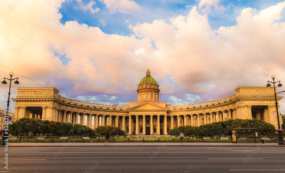 Sticker Panorama of Kazan Cathedral in St. Petersburg at sunrise, Russia