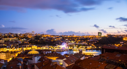 Obraz premium Panorama - Porto - Nacht - Blick auf Gaia
