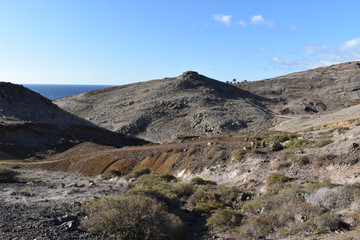 Hiking trail to Sao Lourenco with mountains in background in Madeira, Portugal
