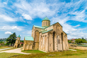 Bagrati Cathedral in Kutaisi with beautiful clouds on the sky, Imereti region, Georgia