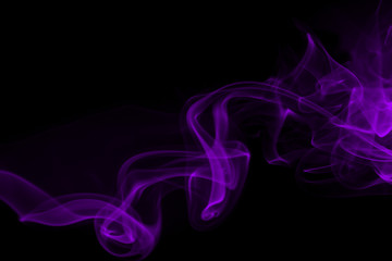Fototapeta na wymiar Purple smoke abstract on black background and darkness concept