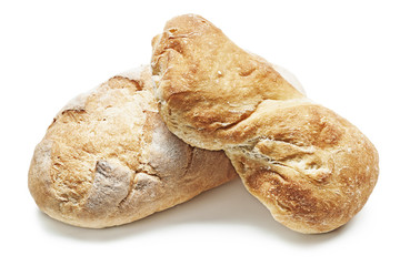 two loafs of bread isolated  on white