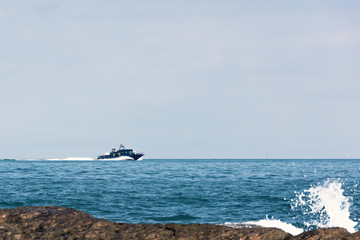Border guard military boat at sea