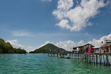 Malaysia. A Gypsy fishing village on one of the many islets on the East coast of Borneo.