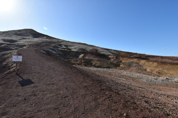 Hiking trail to Sao Lourenco with mountains in background in Madeira, Portugal