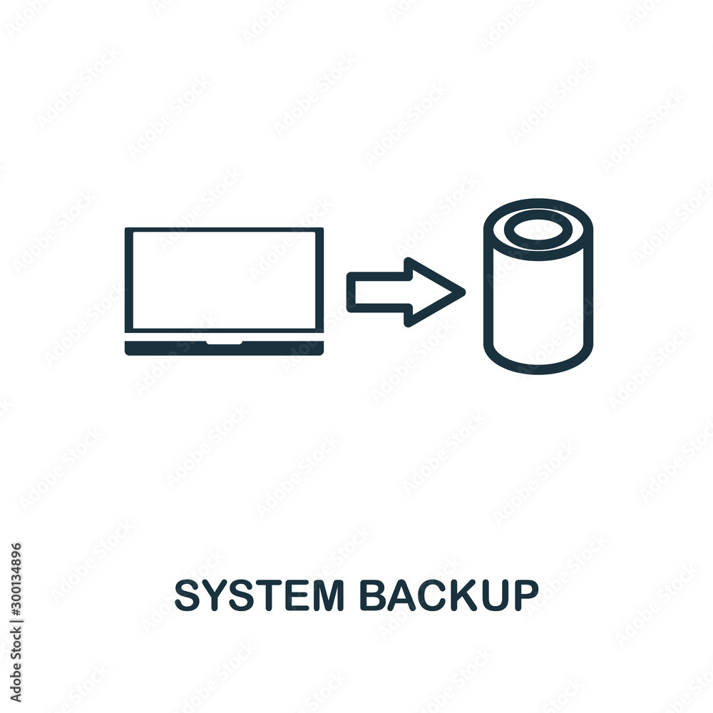 Poster system backup icon outline style. thin line creative system backup icon for logo, graphic design and