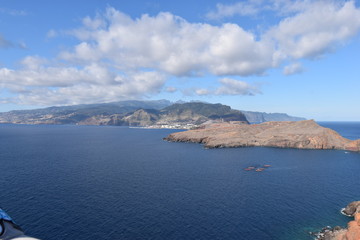 Hiking trail to Sao Lourenco with the blue ocean in Madeira, Portugal