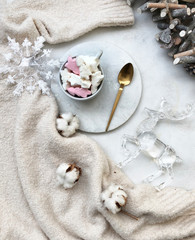 Flat lay of Christmas decorations