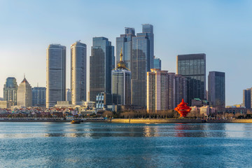 Fototapeta premium Qingdao coastline architectural landscape and urban skyline..