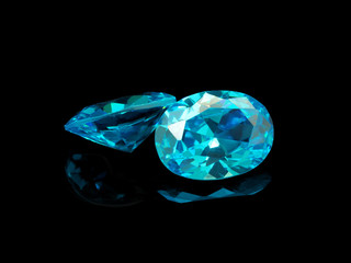 Blue Gemstone on a Black Background