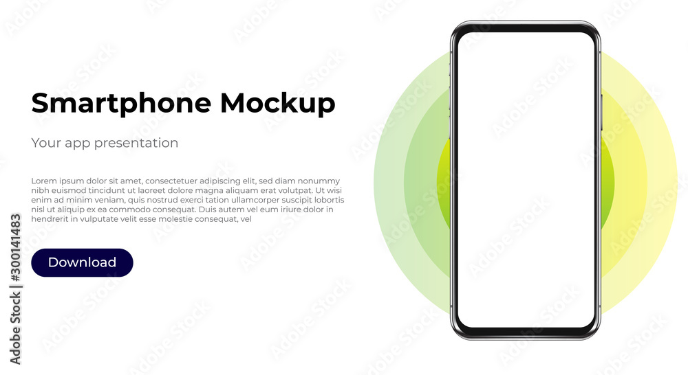 Wall mural realistic smartphone template mockup for user experience presentation. stylish concept design for we
