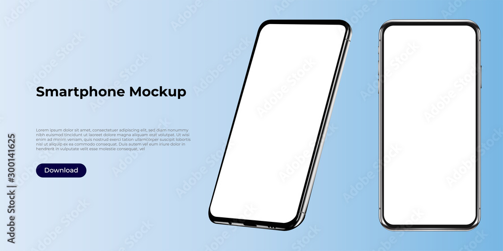 Wall mural realistic smartphone template mockup for user experience presentation. stylish concept design for we