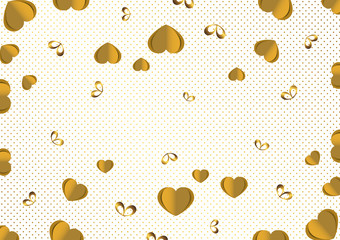 Bright paper hearts and bows on a background of gradient dots, love, celebration, Valentine's Day.