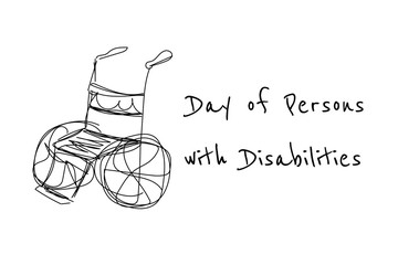 Fototapeta na wymiar International Day of Persons with Disabilities - December 3. Single continuous line drawing. Conceptual template for banner, background, card, poster with handwriting text inscription. Vector. .