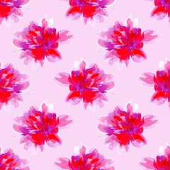 watercolor flower buds symmetrically on a pale pink background. Seamless floral pattern. delicate spring print.