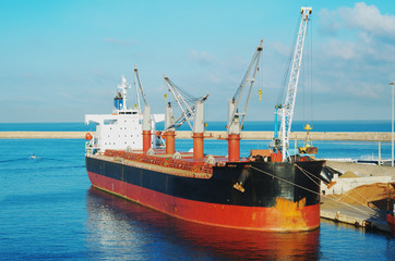 Cargo ship in the harbor