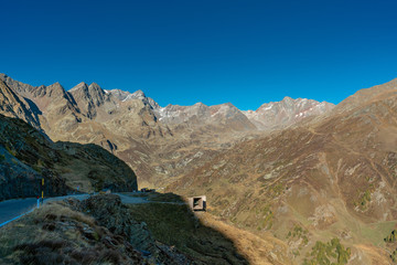 Panoramic view of the Texel group mountains in the austrian/italian alps at the Timmelsjoch summit