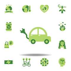 save the world, electric car colored icon. Elements of save the earth illustration icon. Signs and symbols can be used for web, logo, mobile app, UI, UX