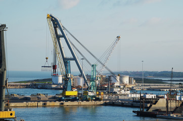 Fototapeta premium Port quay, loading dock, harbor