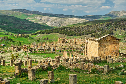 Dj&eacute;mila with some of the best preserved Berbero-Roman ruins in North Africa , Algeria