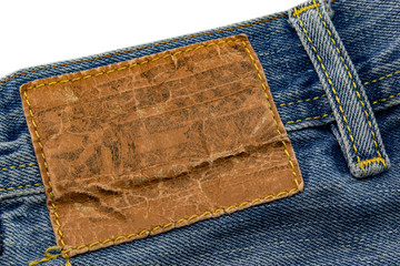 Close up of Blue jeans,Detail of vintage jeans texture with pocket studs and stitch with selective focus.
