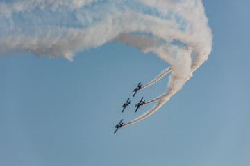 Jiangxi Nanchang Flight Conference aerobatic team flying in the blue sky