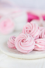 pink marshmallow on white background