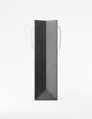 Eco packaging mockup bag kraft paper with handle side. Tall narrow black template on white background promotional advertising. 3D rendering