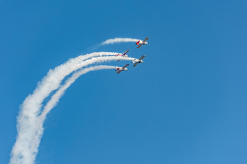 Jiangxi Nanchang Flight Conference aerobatic team flying in the blue sky