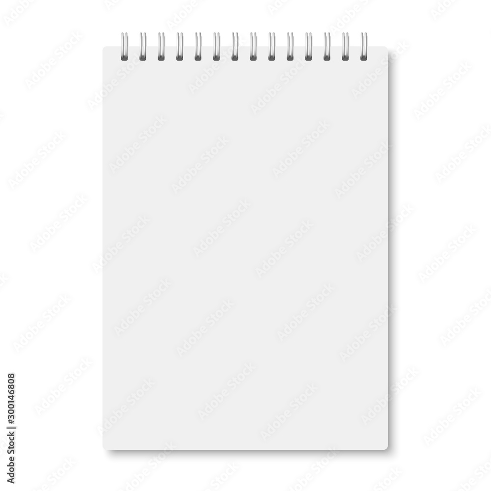 Poster white realistic a5 notebook closed with shadows