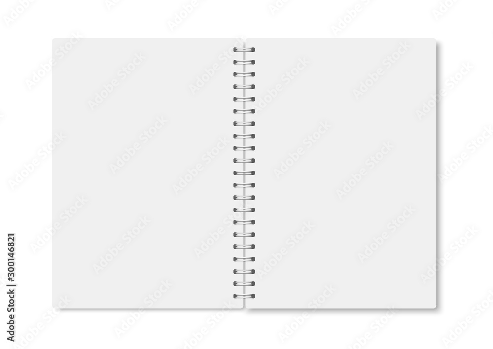 Poster White realistic a5 notebook opened with shadows