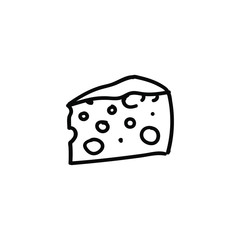 Cheese slice icon. Hand drawn simple doodle 