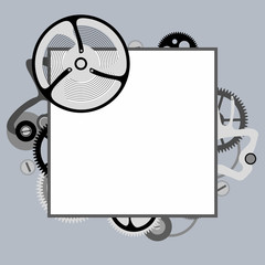 Frame from the elements of the watch mechanism. Vector image.