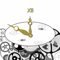 Merry Christmas. The hands on the watch, the internal mechanism of the watch.