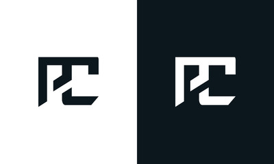 Minimalist abstract letter PC logo. This logo icon incorporate with two abstract shape in the creative process.