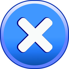 Blue convex cancel button. Vector icon.