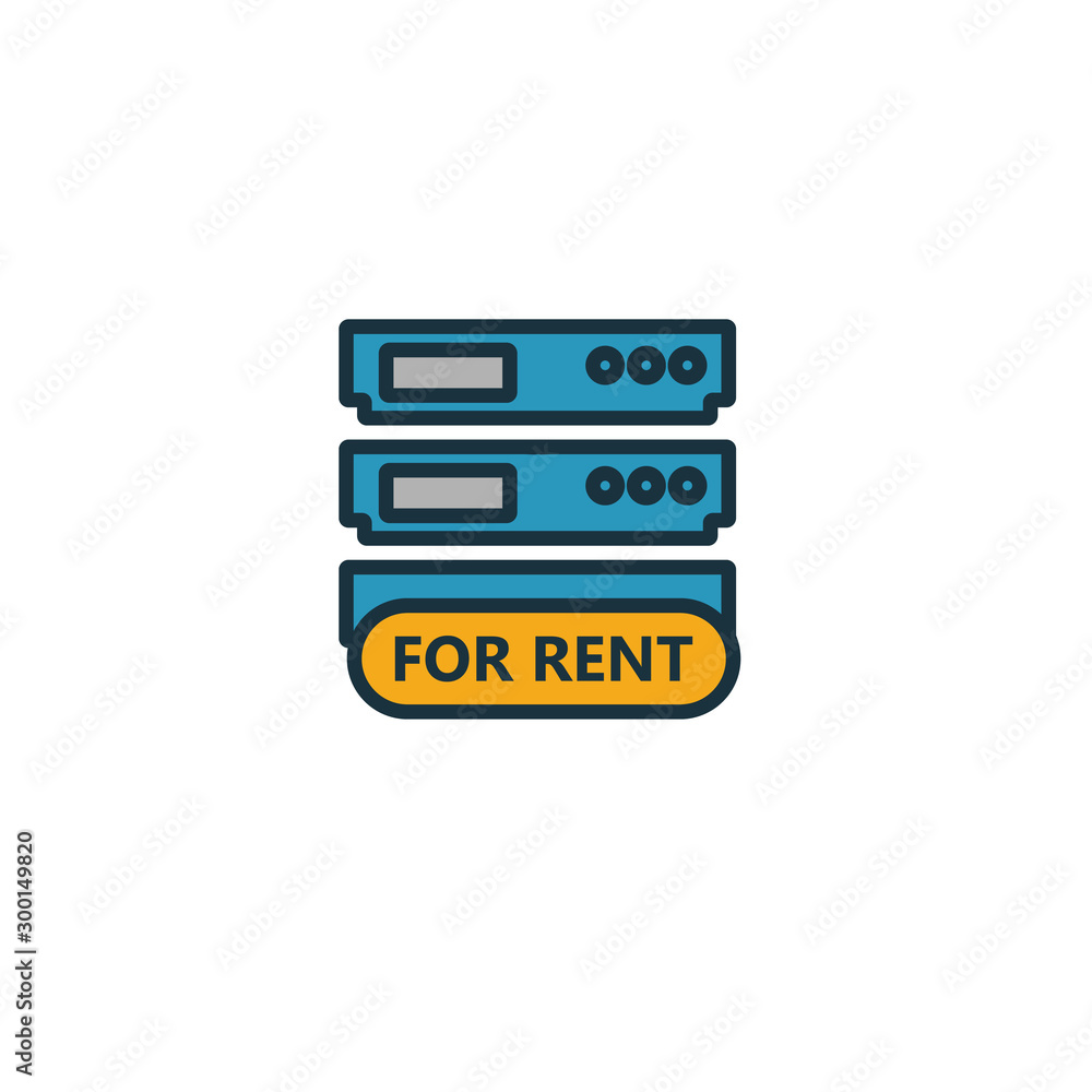 Poster server rental icon. simple element from web hosting icons collection. creative server rental icon ui