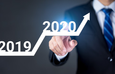 Business development and growth 2020 concept. Businessman plan future growth of the corporate