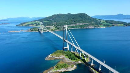 Fototapeta na wymiar Beautiful bridge in Norway from Above