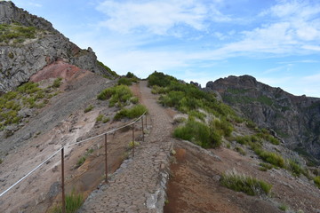 Hiking trail from Pico Arieiro to Pico Ruivo in Madeira, Portugal