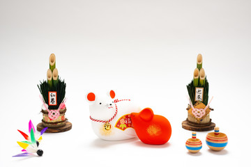 干支の置物　紅白ねずみ