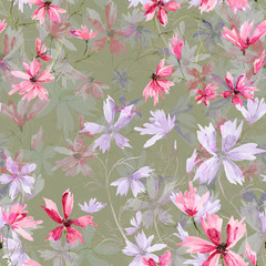Watercolor seamless pattern. Illustration. Flowers