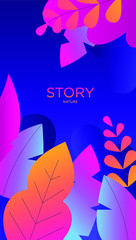 Fototapeta na wymiar Story nature template. Backgrounds social media stories banners. Template for event invitation, product catalog, advertising. Vector isoalted trendy flat style.