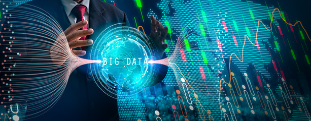 Big data and technology concept.professional businessman connected devices world digital technology internet,big data and wireless network.Business, Technology, Internet and network concept.