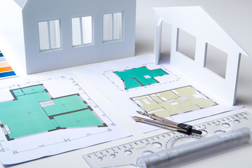 Architectural company. Architect. Office of the architectural bureau. Small copy of the house....