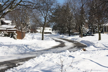 Naklejka premium Snowy winter in the city