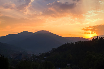 Naklejka premium Sunset in the highlands of Dilijan, Armenia.
