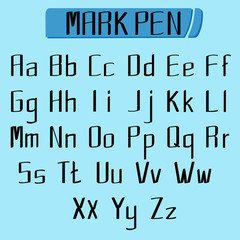 Font type graphics design Illustration Stylish Mark pen vector Composite font design Set of letters English alphabet Slim and Curve